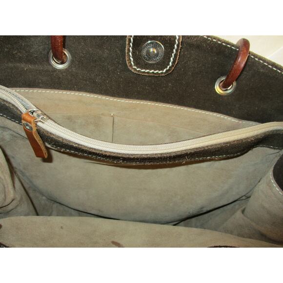 REGAZZE Italy Brown High Quality Genuine Suede Leather Tote Bucket Bag - Picture 12 of 12